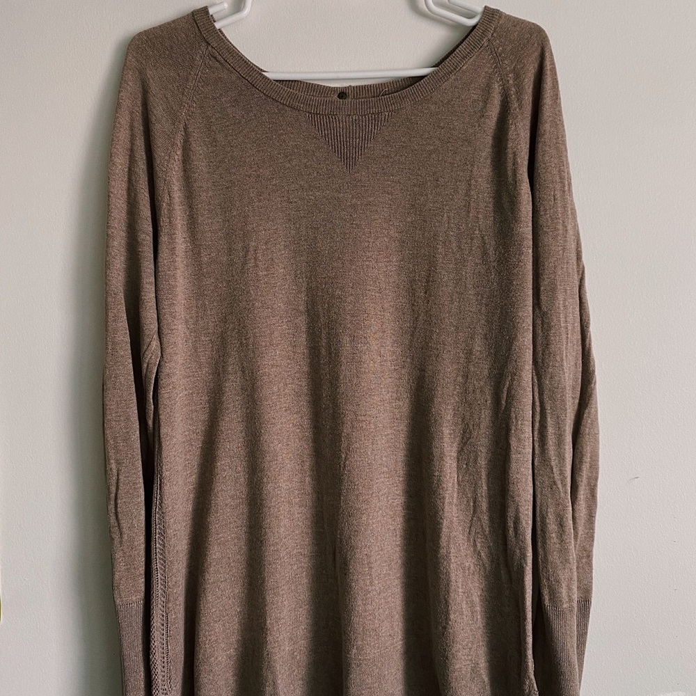 Tan Mesh Back Sweater